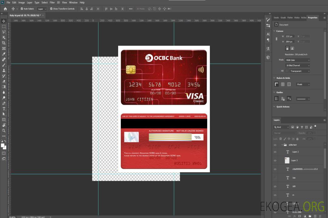 Carte Visa Classic de la banque OCBC de Singapour template Carte Visa Classic de la banque OCBC de Singapour template